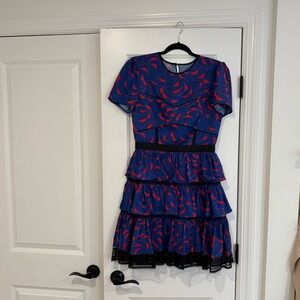 Self-Portrait Blue and Red women’s silk corset top Formal evening Dress